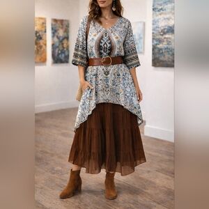 ✨ Thai Artisan Boho Cotton Tunic / Dress | Asymmetrical Hem | M ✨